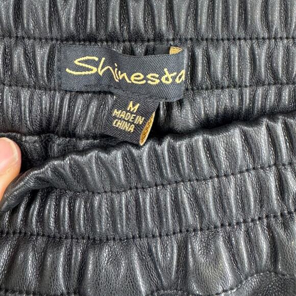 Faux Leather Classic Style Wide Leg Pants Black Pull-On Ladies Size M | Holiday - Picture 4 of 7